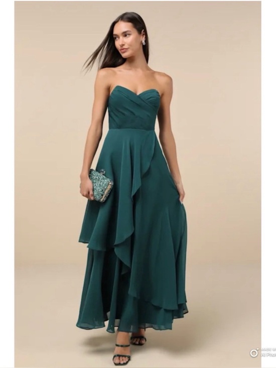 Lulus Dresses & Skirts - Lulus Revered Elegance Emerald Green Pleated Strapless Maxi Dress NWT